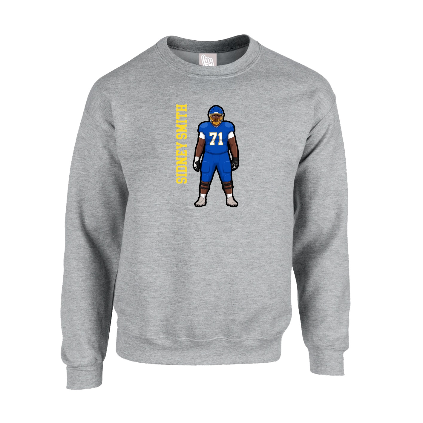 Fleece Crew — Name Vertical in Grey