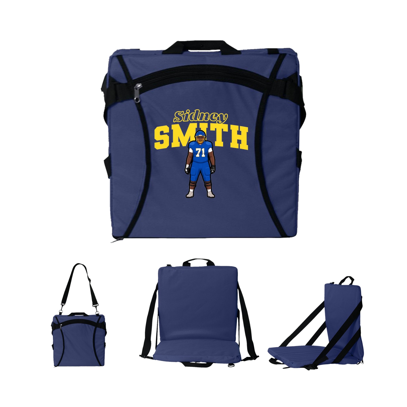 Folding Stadium Seat — Name Arch in Navy