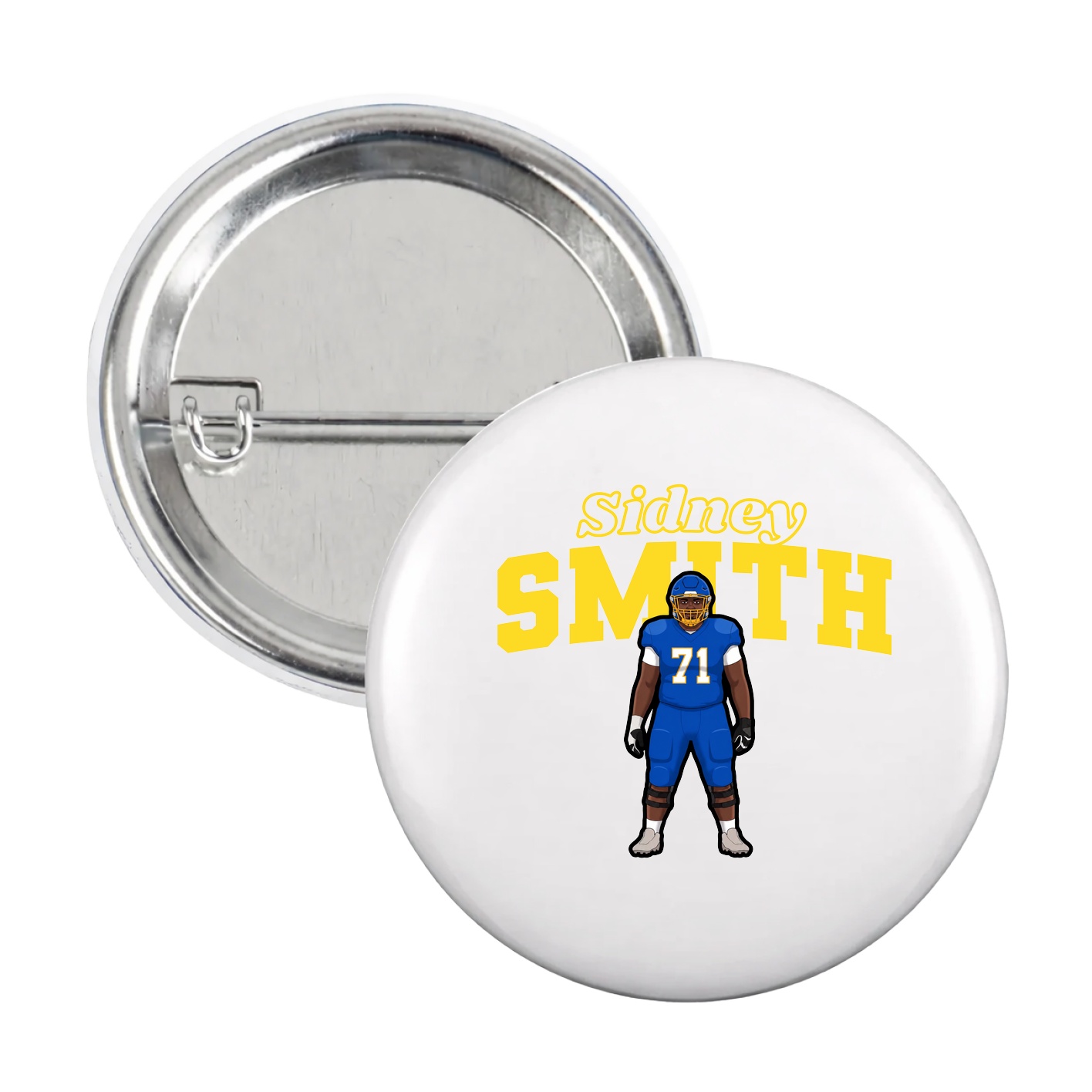 Game Day Button — Name Arch in White