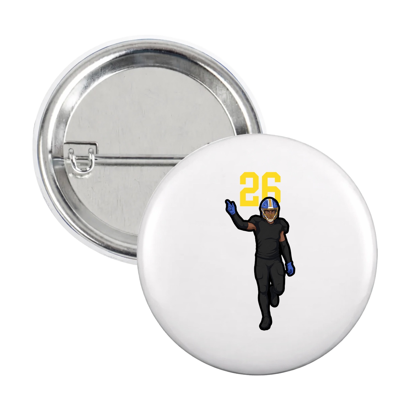 Game Day Button — Number Top in White