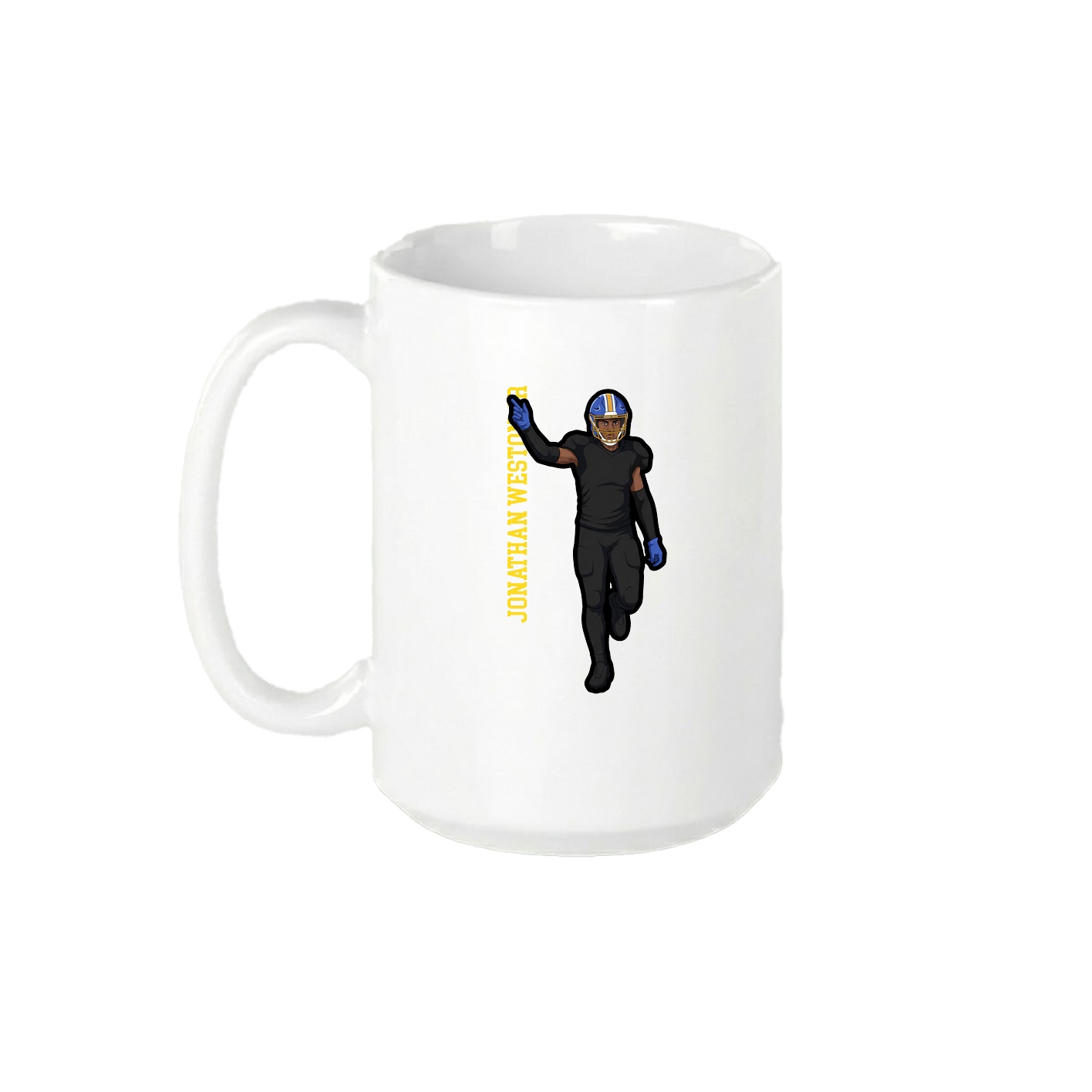 15oz Coffee Mug — Name Vertical in White