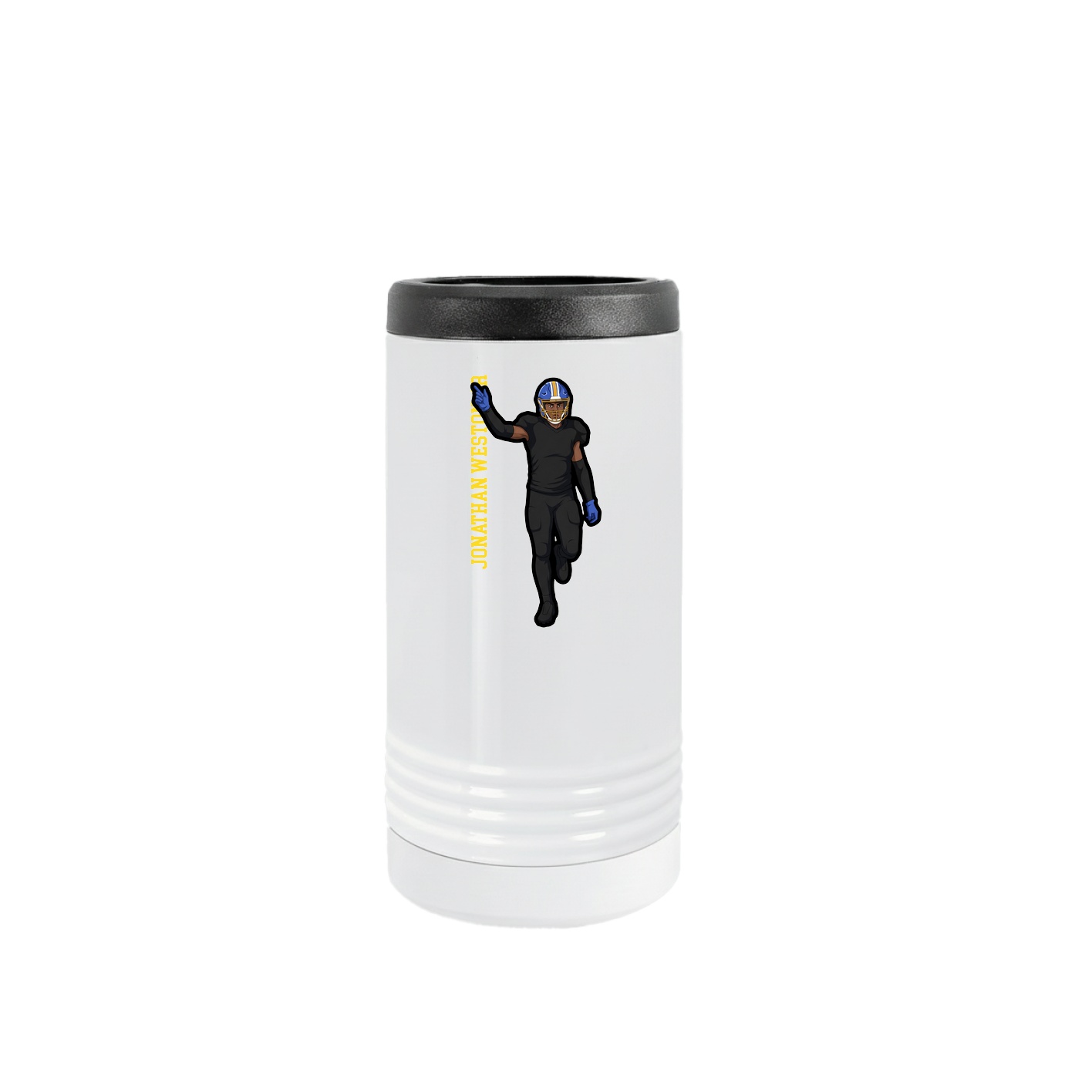 Slim Beverage Holder — Name Vertical in White