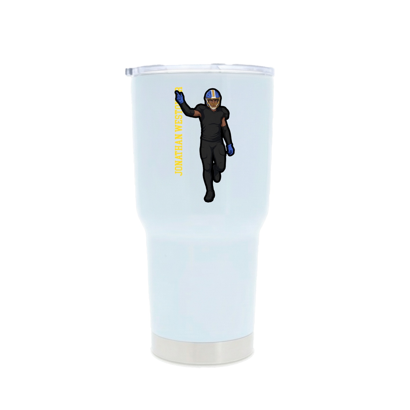 30oz Stainless Steel Tumbler — Name Vertical in White