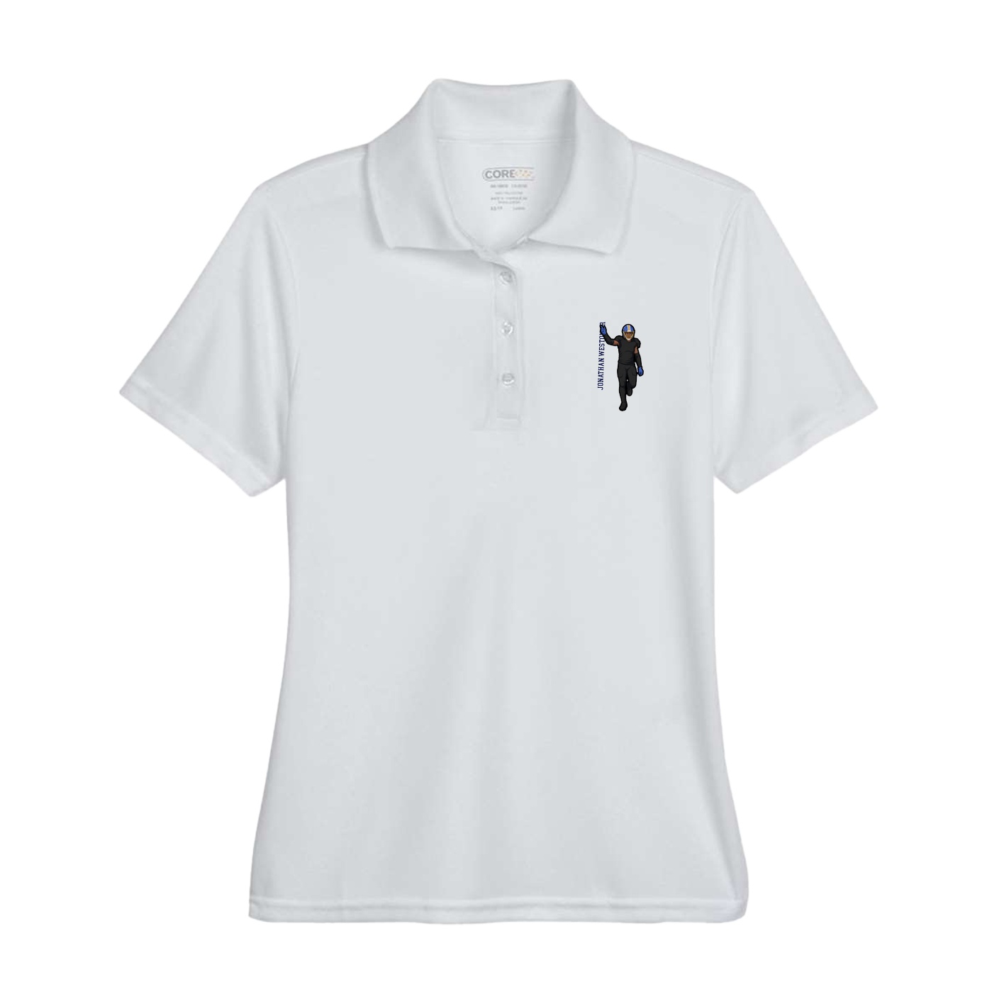 Womens Performance Polo — Name Vertical in Grey
