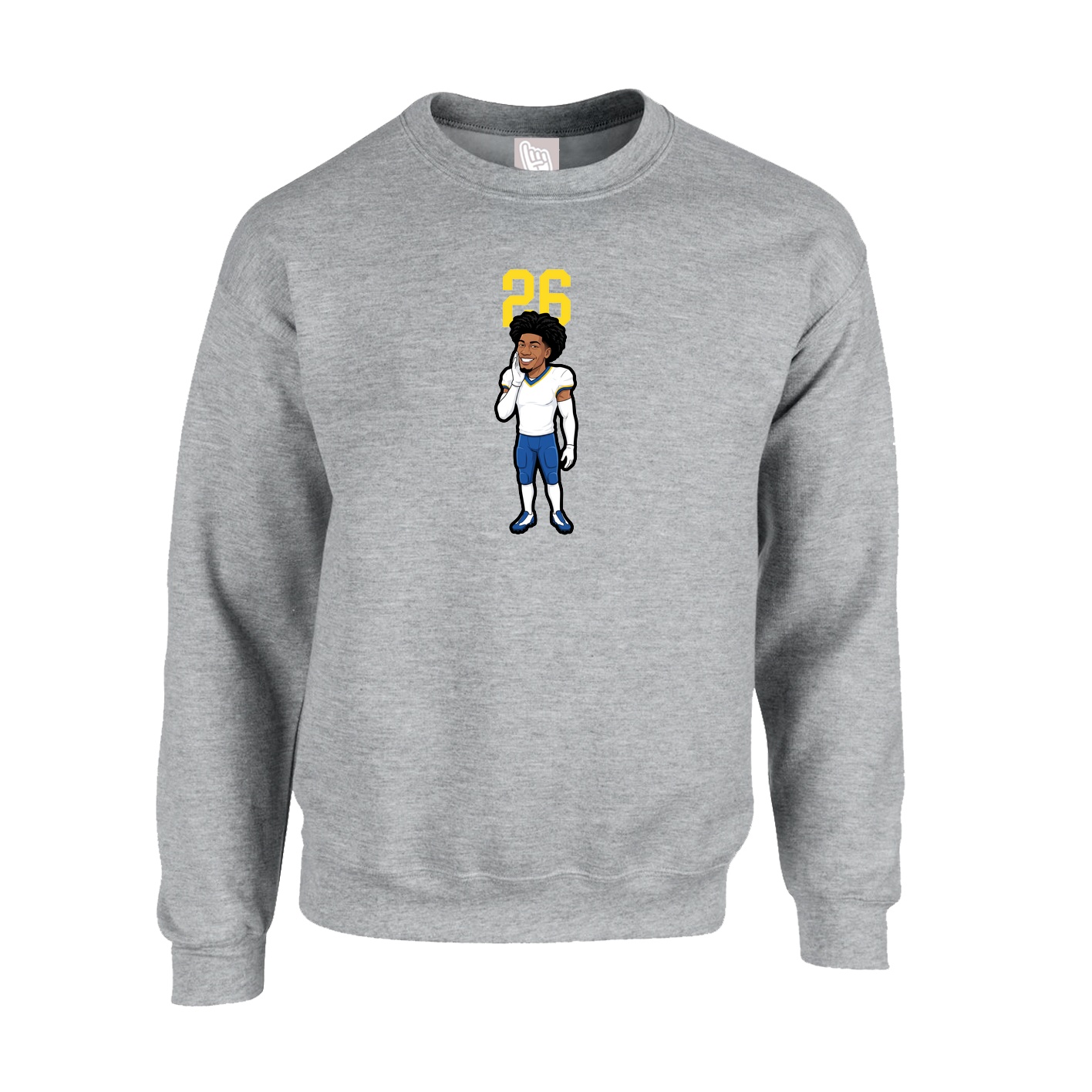 Fleece Crew — Number Top in Grey