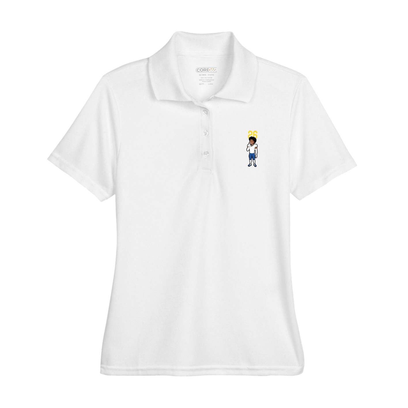 Womens Performance Polo — Number Top in White