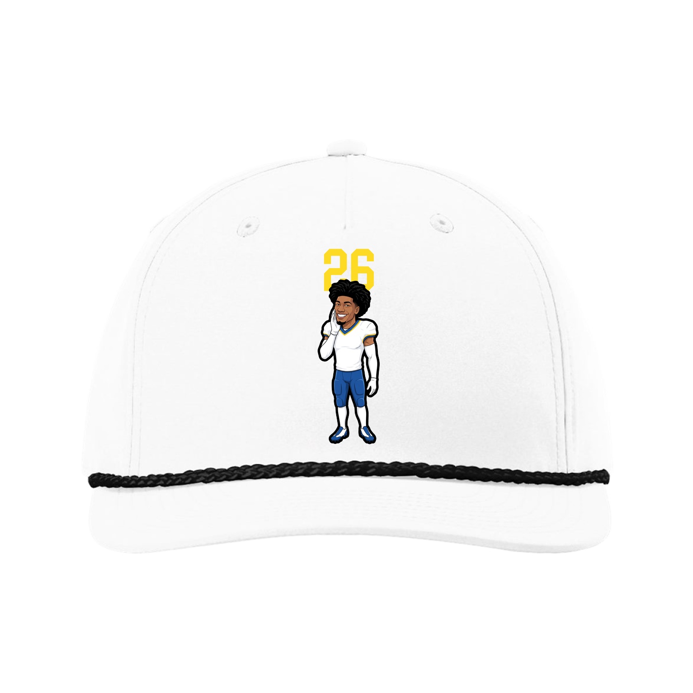 Five-Panel Classic Rope Cap — Number Top in White