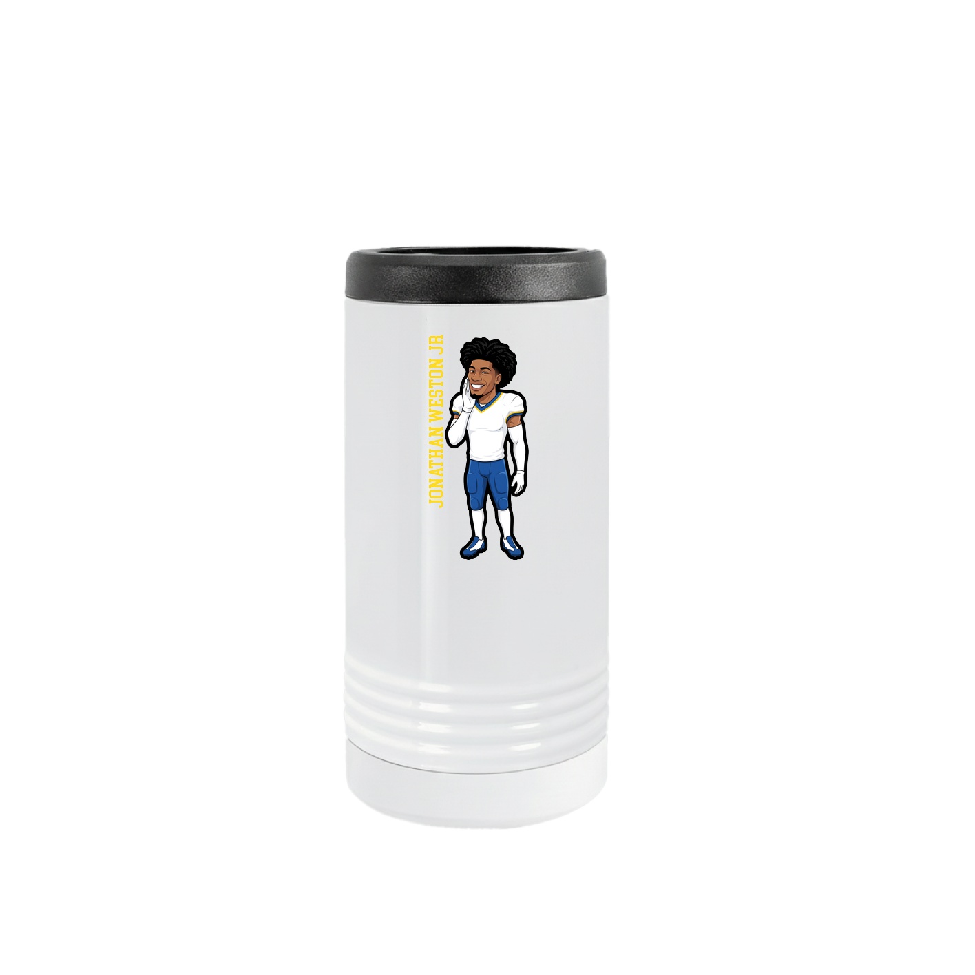 Slim Beverage Holder — Name Vertical in White