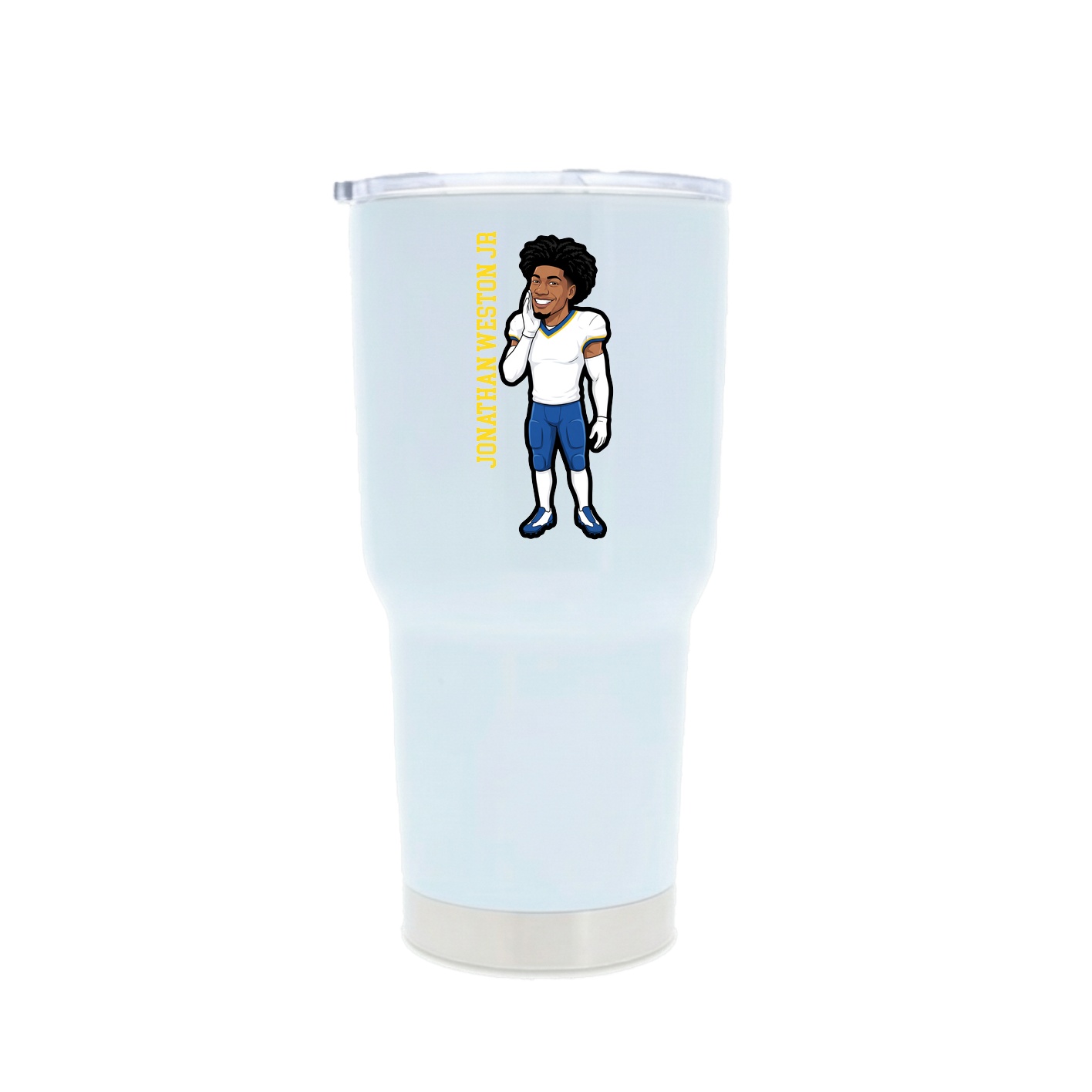 30oz Stainless Steel Tumbler — Name Vertical in White