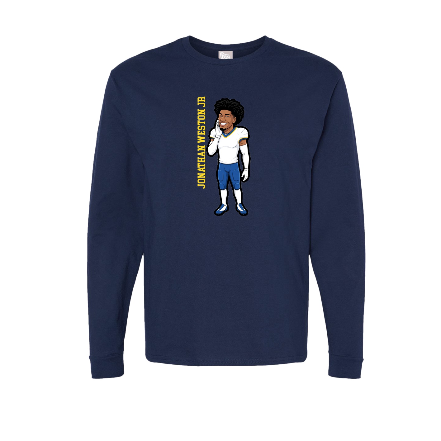 Long Sleeve Tee — Name Vertical in Navy