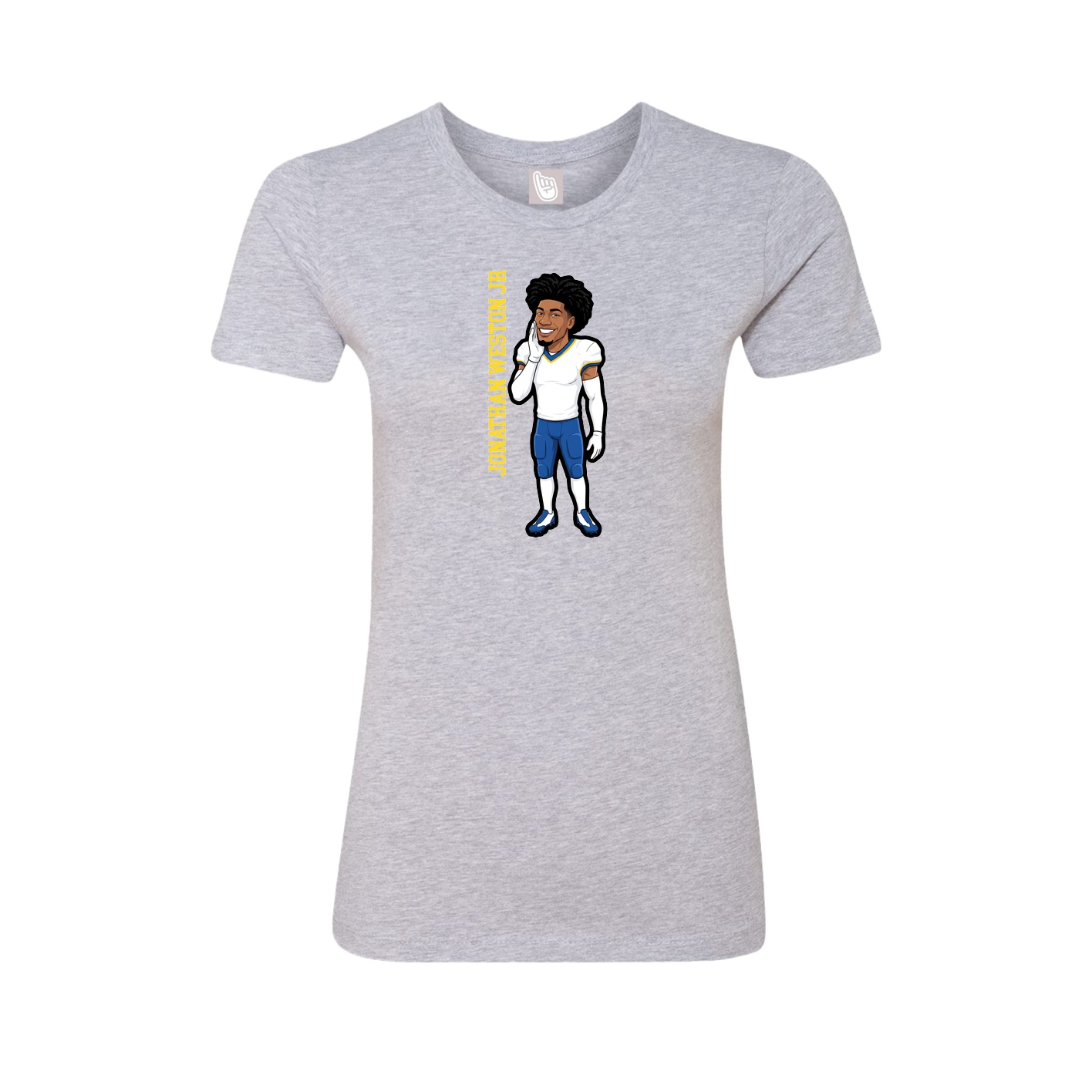 Fitted Women's Tee — Name Vertical in Grey