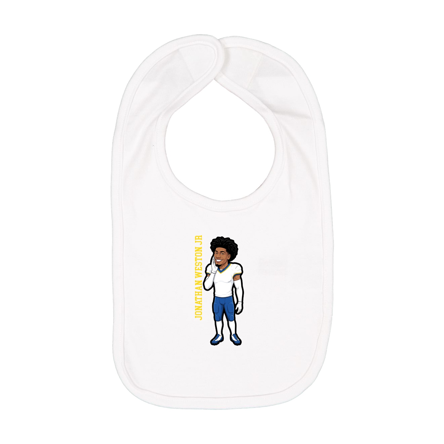 Infant Bib — Name Vertical in White