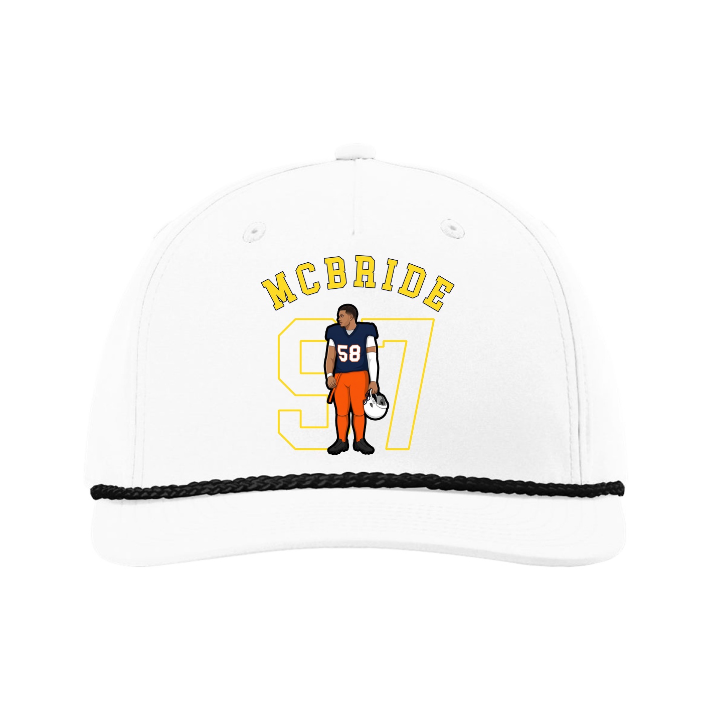 Five-Panel Classic Rope Cap — Shirsey Arch in White