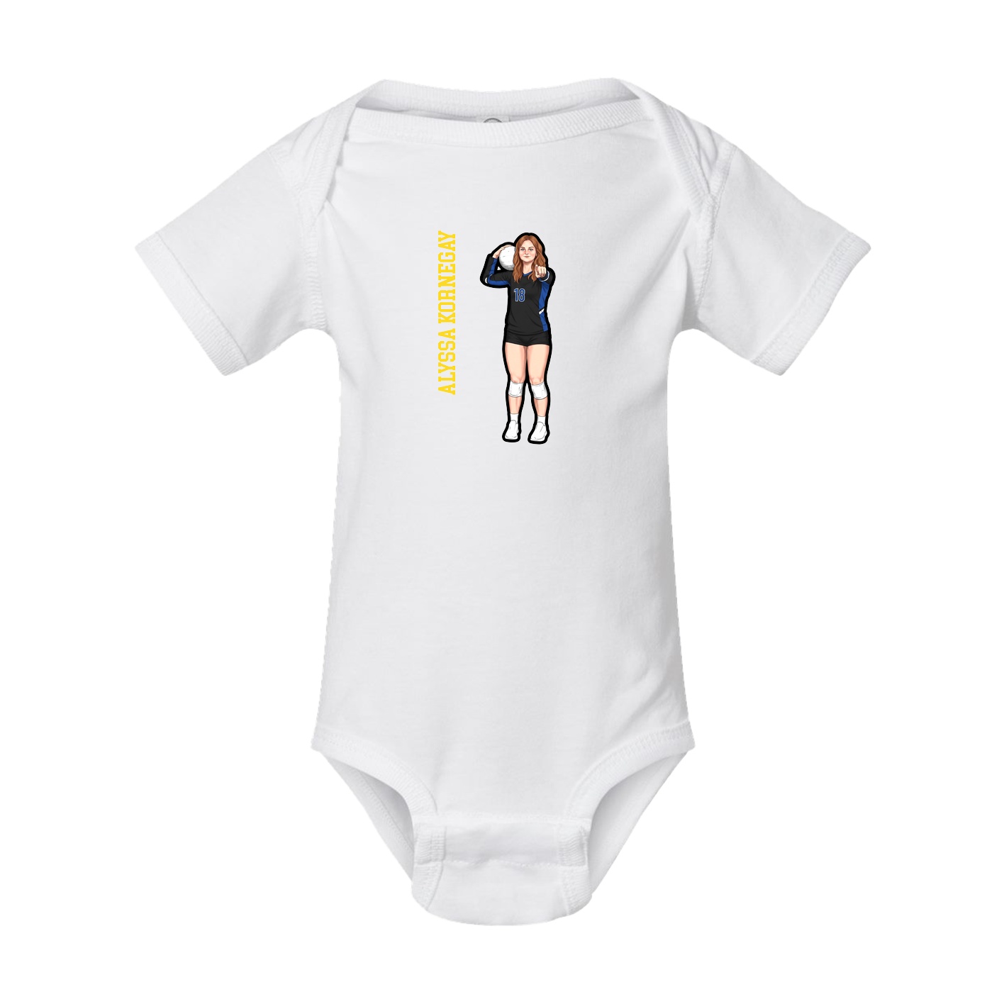 Baby Onesie — Name Vertical in White