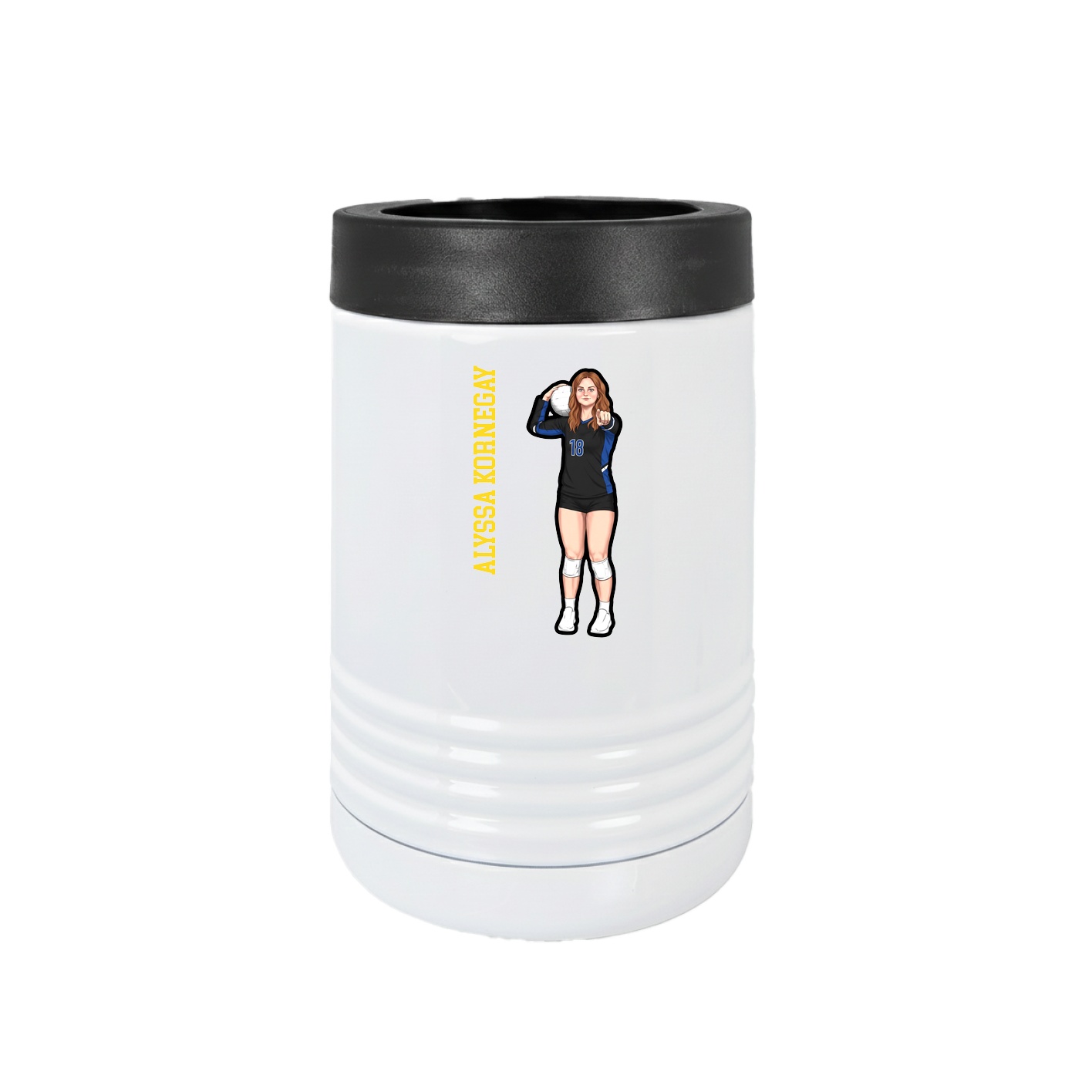 Beverage Holder — Name Vertical in White