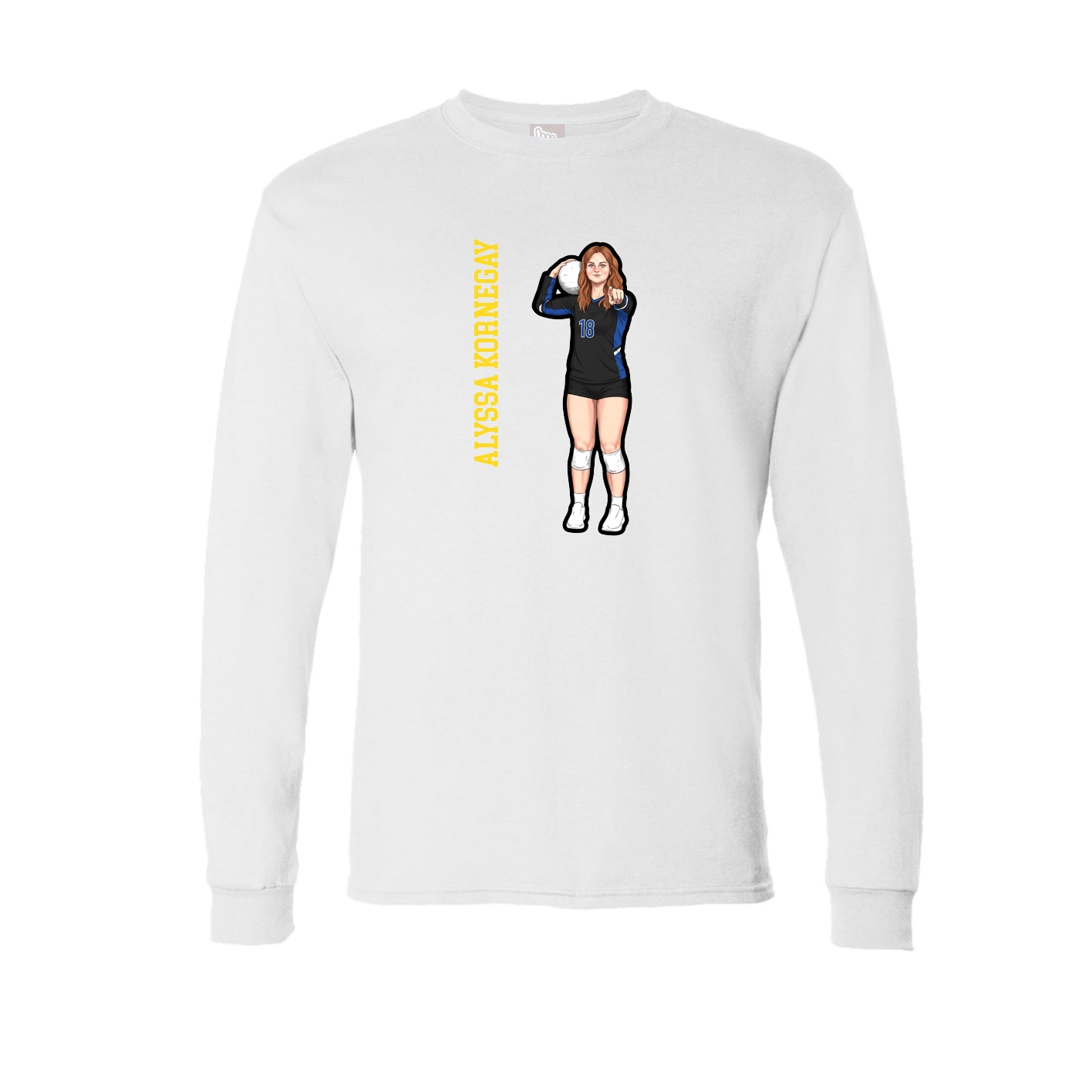 Long Sleeve Tee — Name Vertical in White