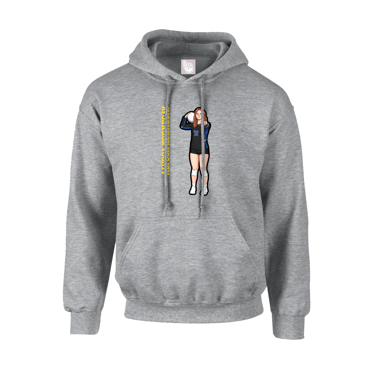Youth Hoodie — Name Vertical in Grey