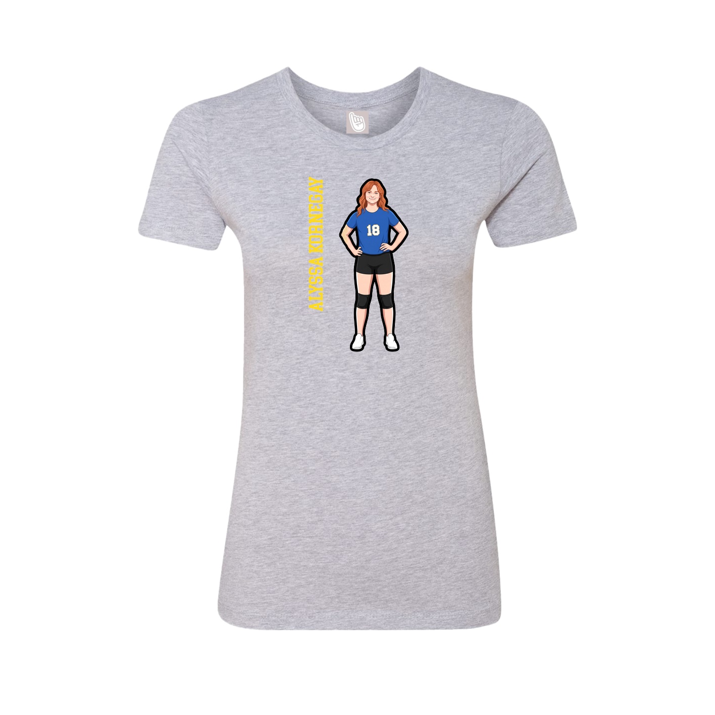Womens Tee — Name Vertical in Grey
