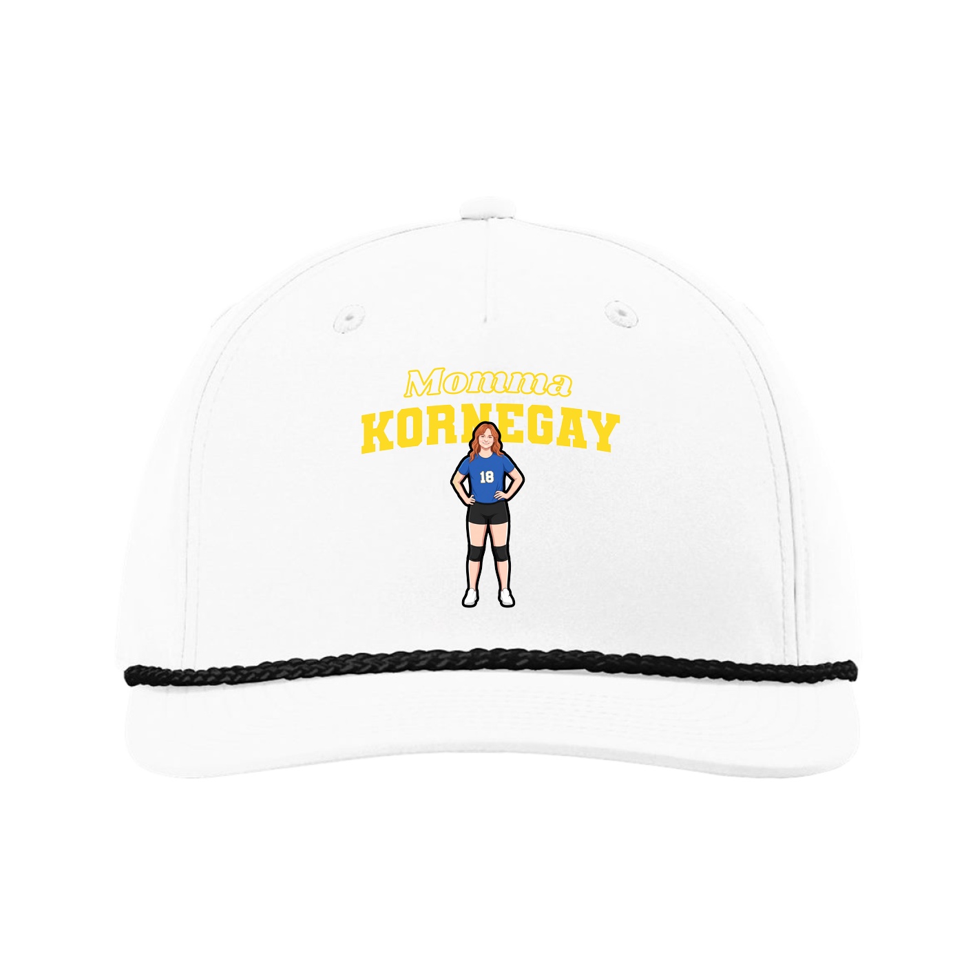 Five-Panel Classic Rope Cap — Mothers Day Block in White