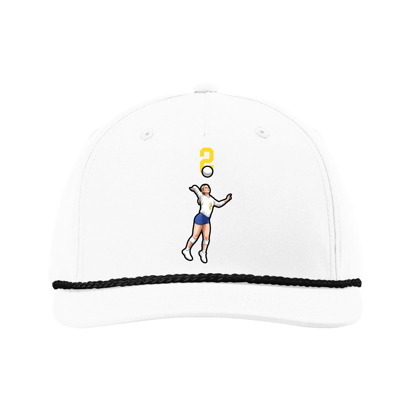 Five-Panel Classic Rope Cap — Number Top in White