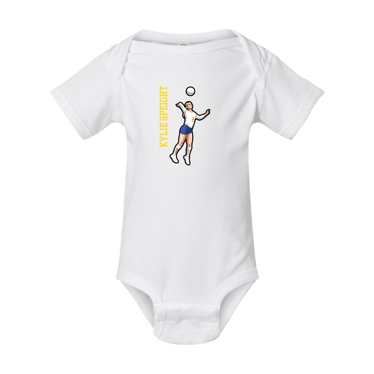 Baby Onesie — Name Vertical in White