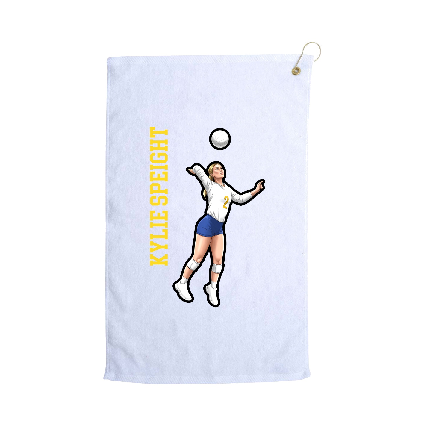 Golf Towel — Name Vertical in White