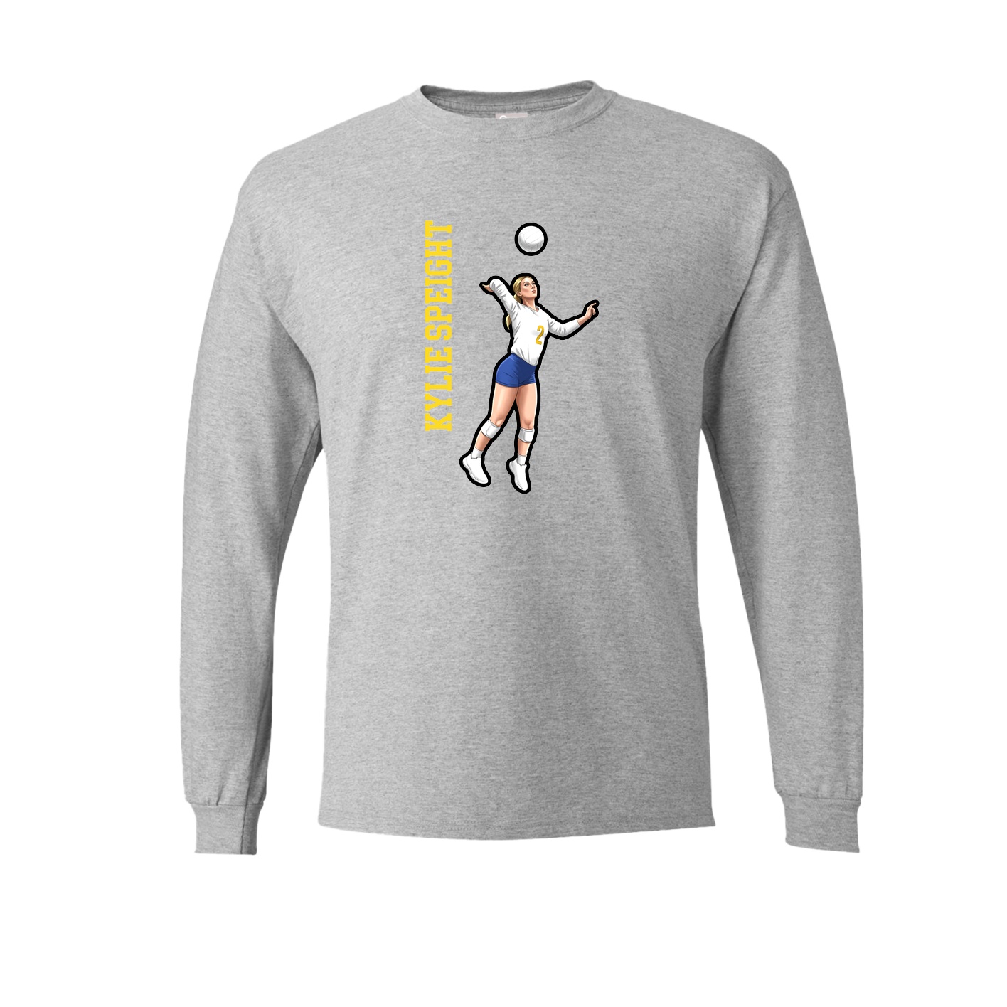 Long Sleeve Tee — Name Vertical in Grey