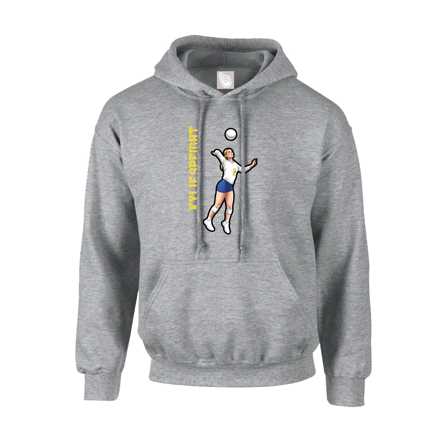 Hoodie — Name Vertical in Grey