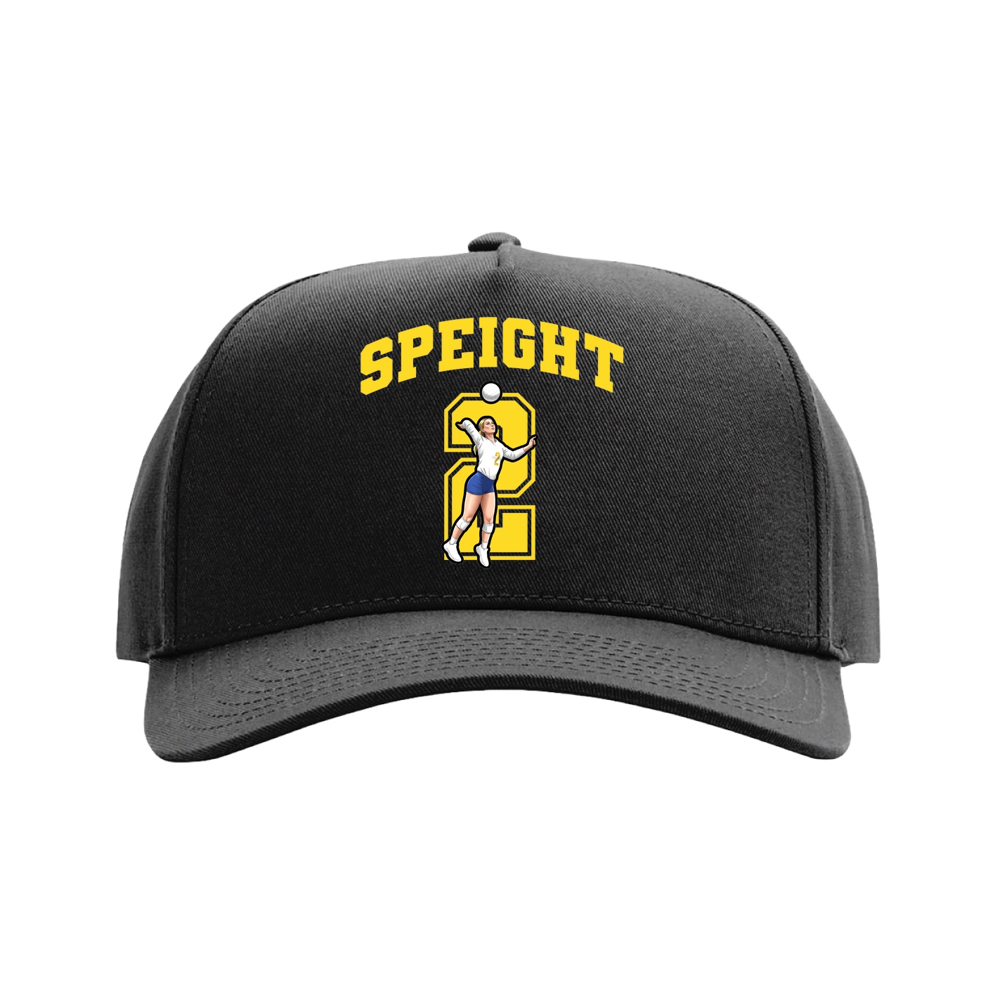 Full Fabric Five-Panel Champ Cap — Number in Black