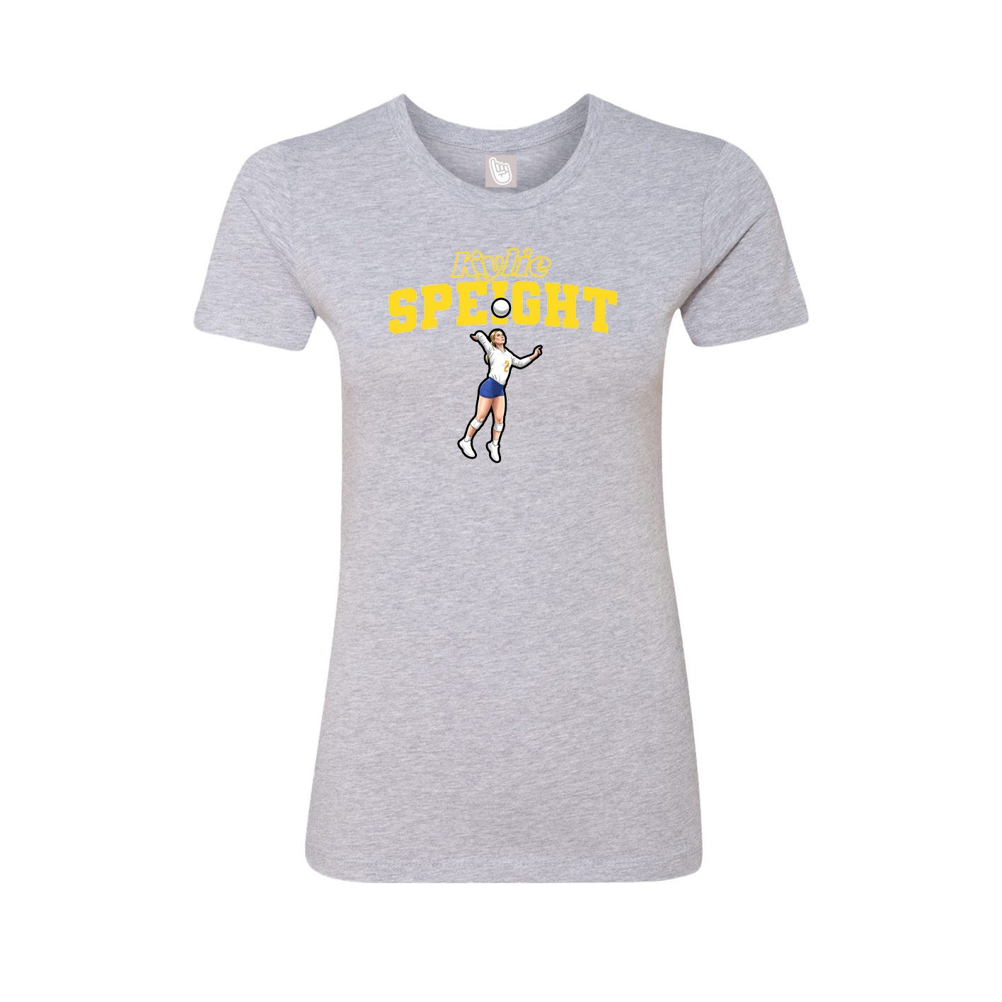 Fitted Women's Tee — Name Arch in Grey