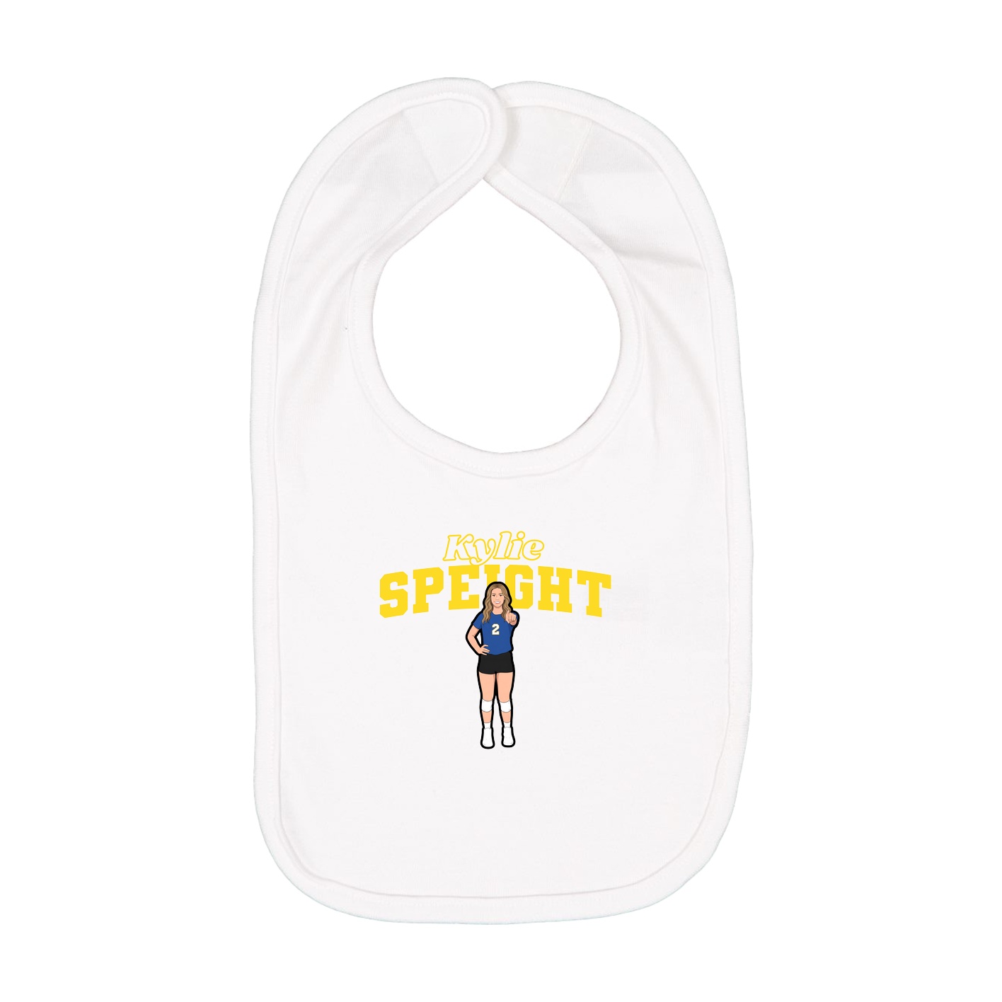 Infant Bib — Name Arch in White