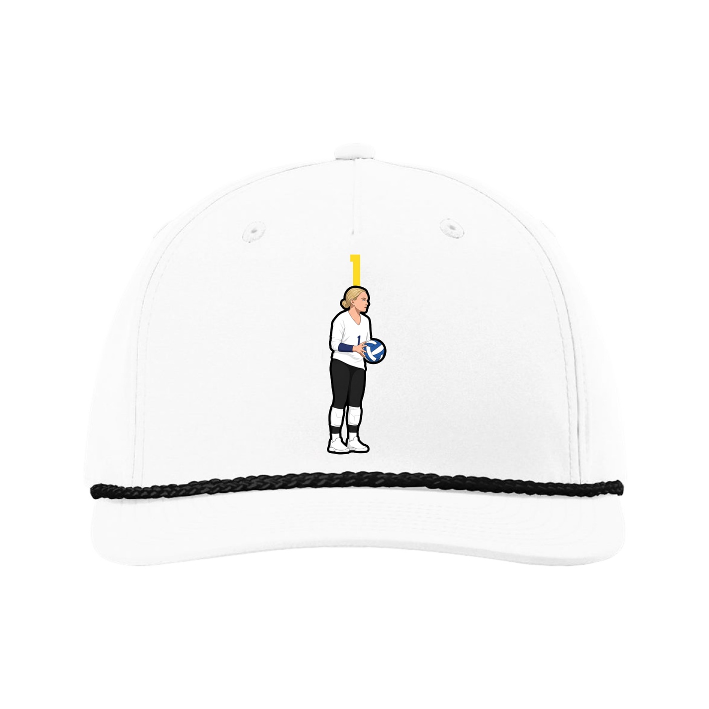 Five-Panel Classic Rope Cap — Number Top in White