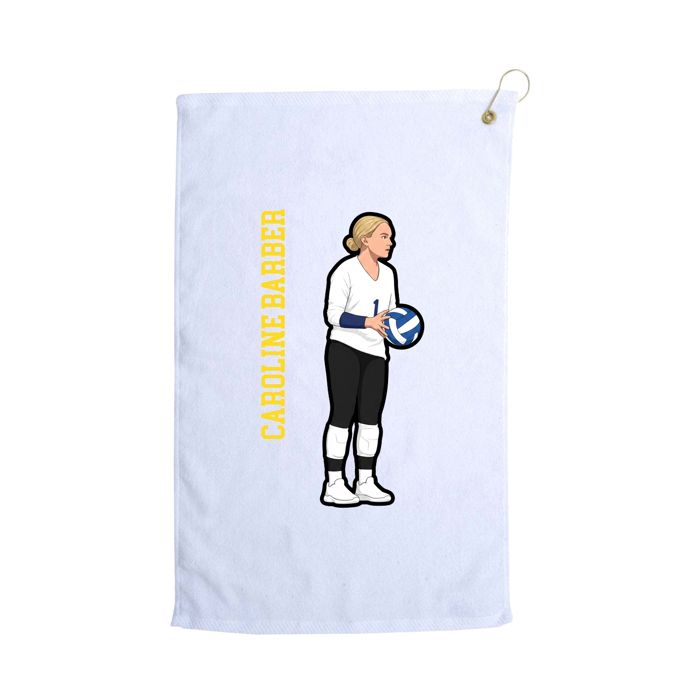 Golf Towel — Name Vertical in White