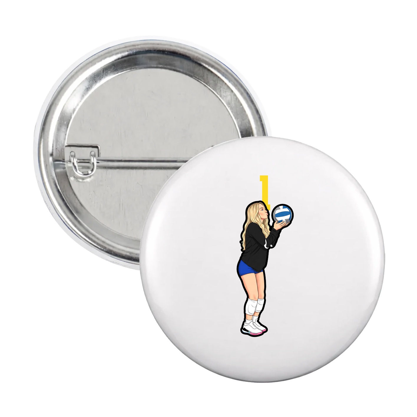 Game Day Button — Number Top in White