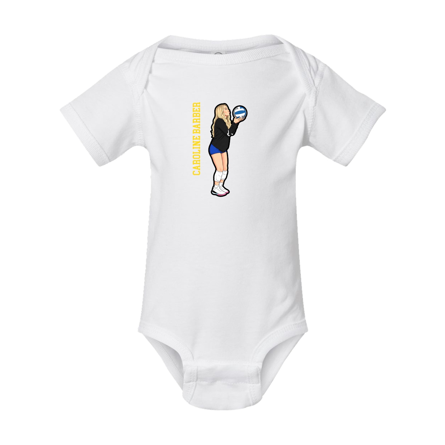 Baby Onesie — Name Vertical in White