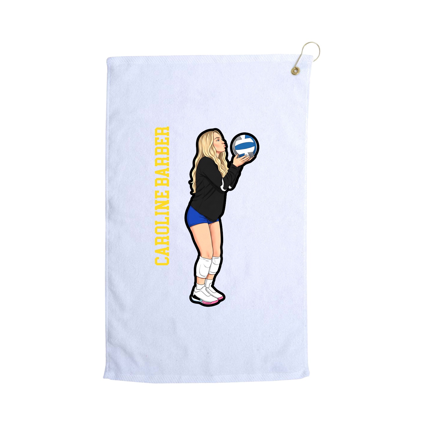 Golf Towel — Name Vertical in White
