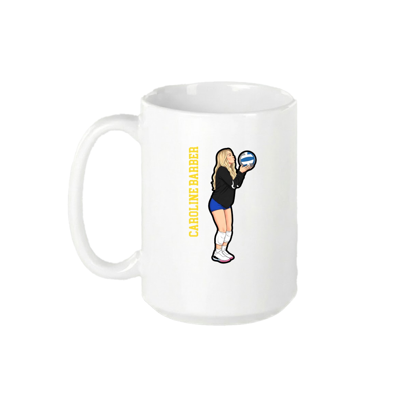 15oz Coffee Mug — Name Vertical in White