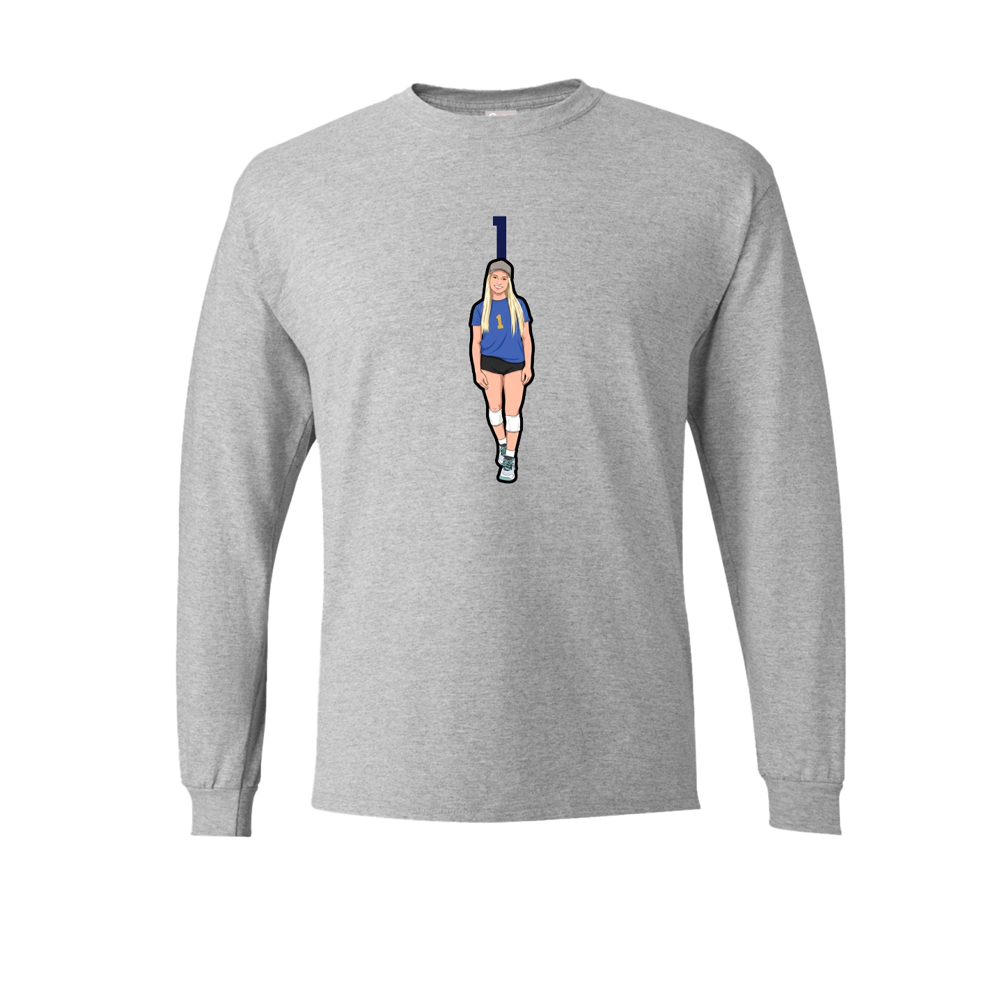 Long Sleeve Tee — Number Top in Grey