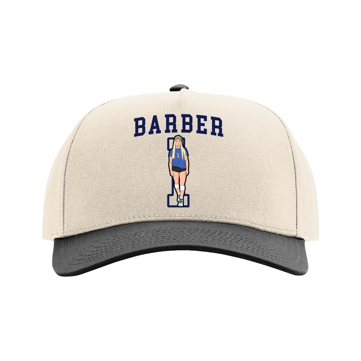 Full Fabric Five-Panel Champ Cap — Shirsey in Cream/Black