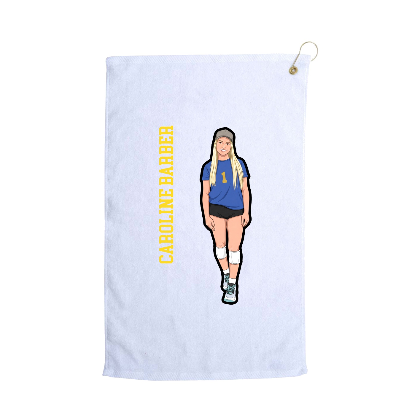 Golf Towel — Name Vertical in White