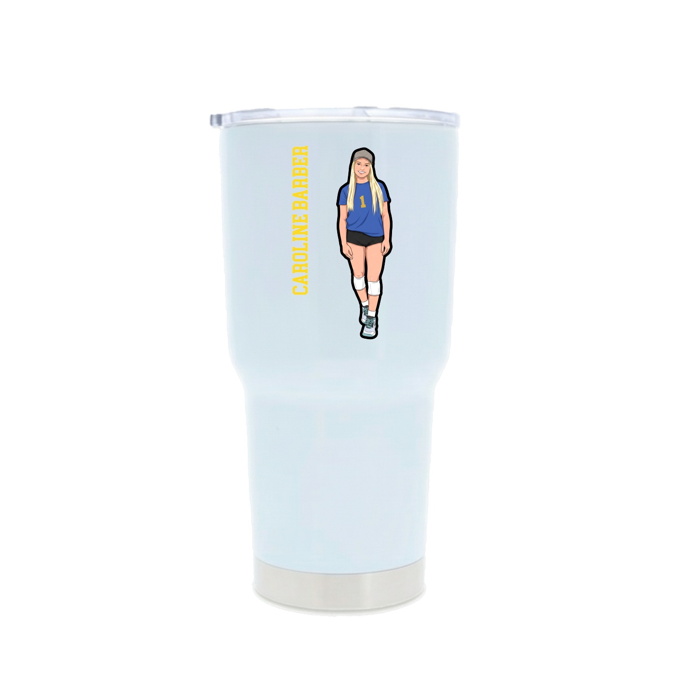 30oz Stainless Steel Tumbler — Name Vertical in White
