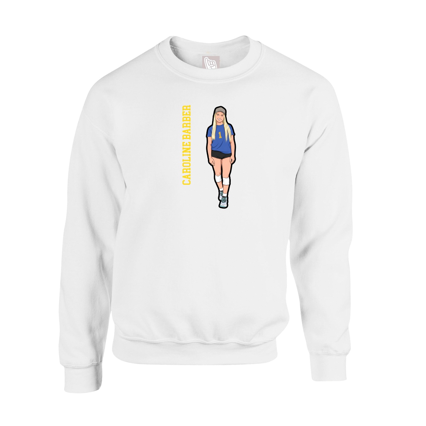 Fleece Crew — Name Vertical in White