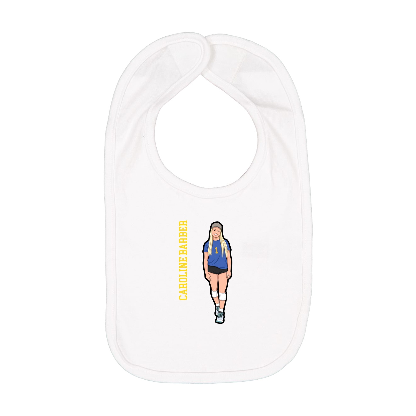 Infant Bib — Name Vertical in White