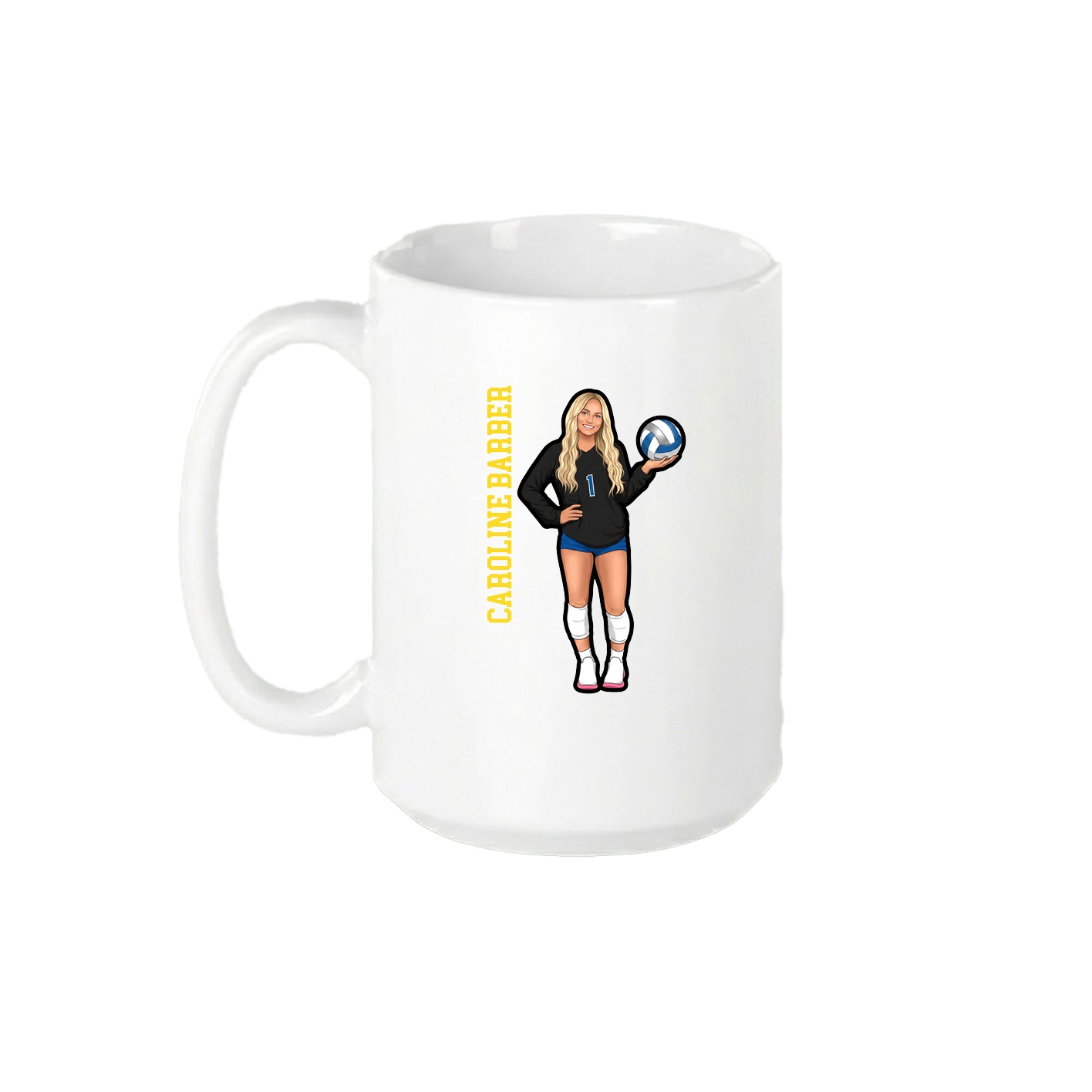 15oz Coffee Mug — Name Vertical in White