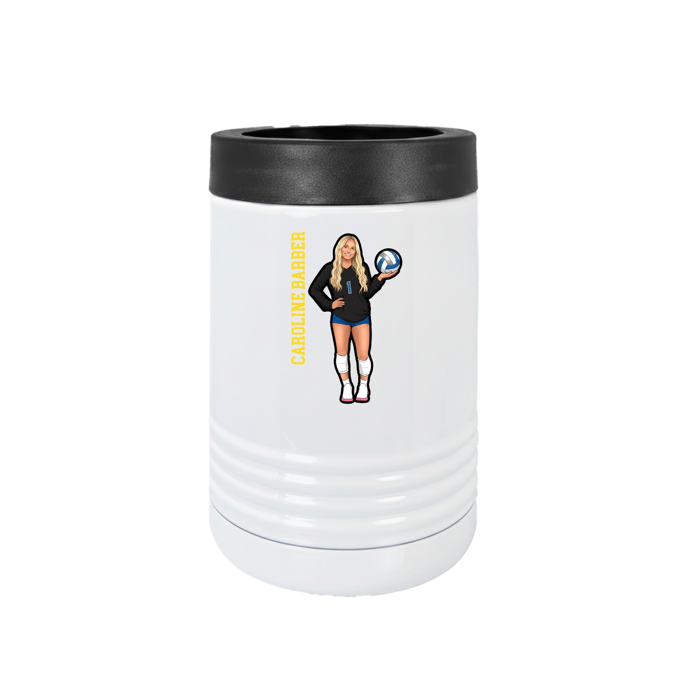 Beverage Holder — Name Vertical in White