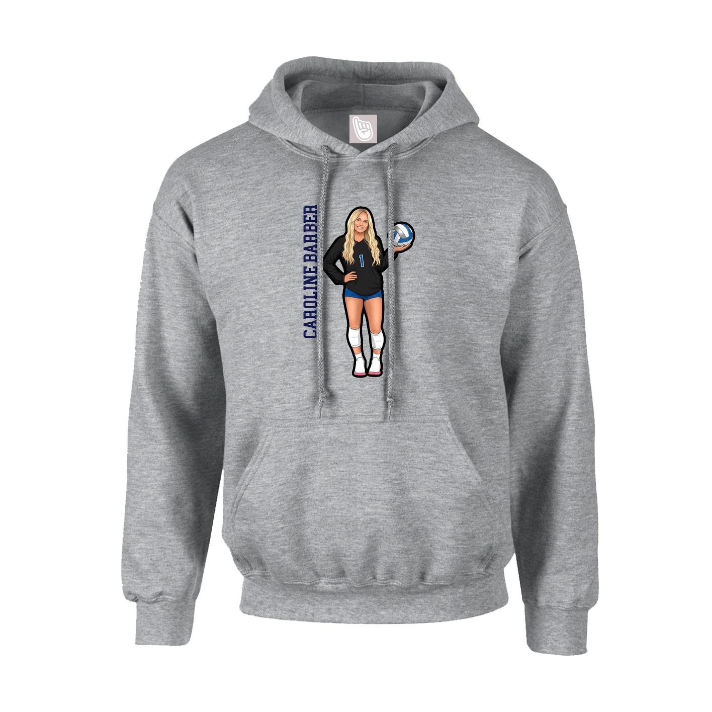 Hoodie — Name Vertical in Grey