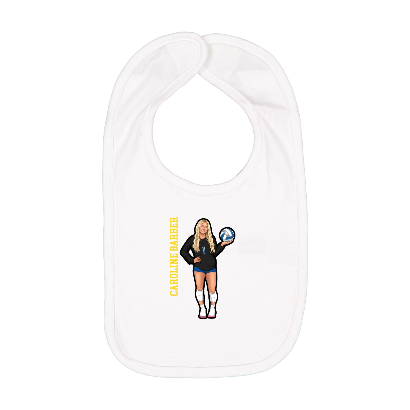 Infant Bib — Name Vertical in White