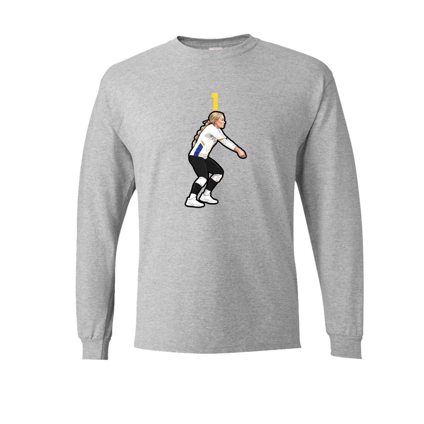 Long Sleeve Tee — Number Top in Grey