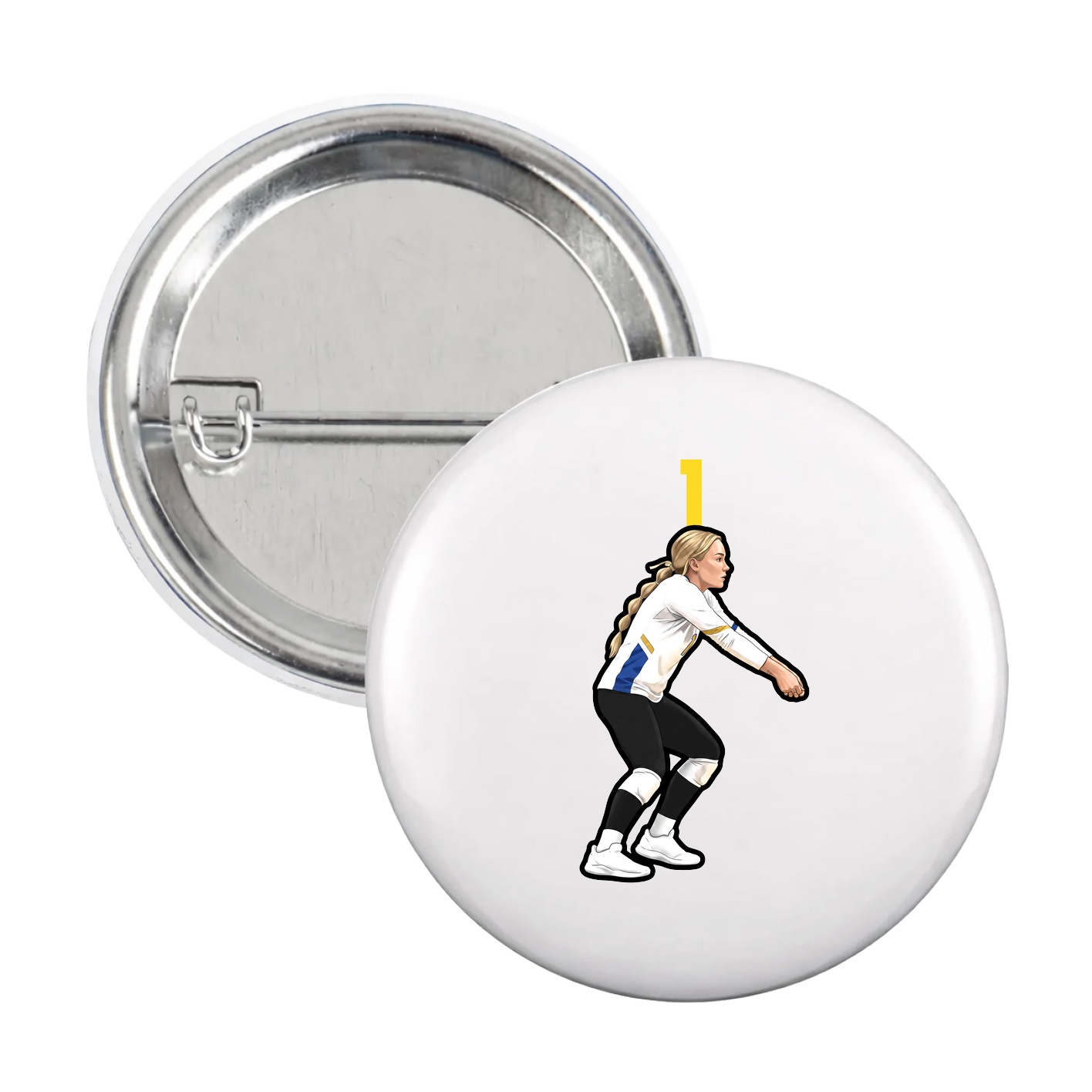 Game Day Button — Number Top in White
