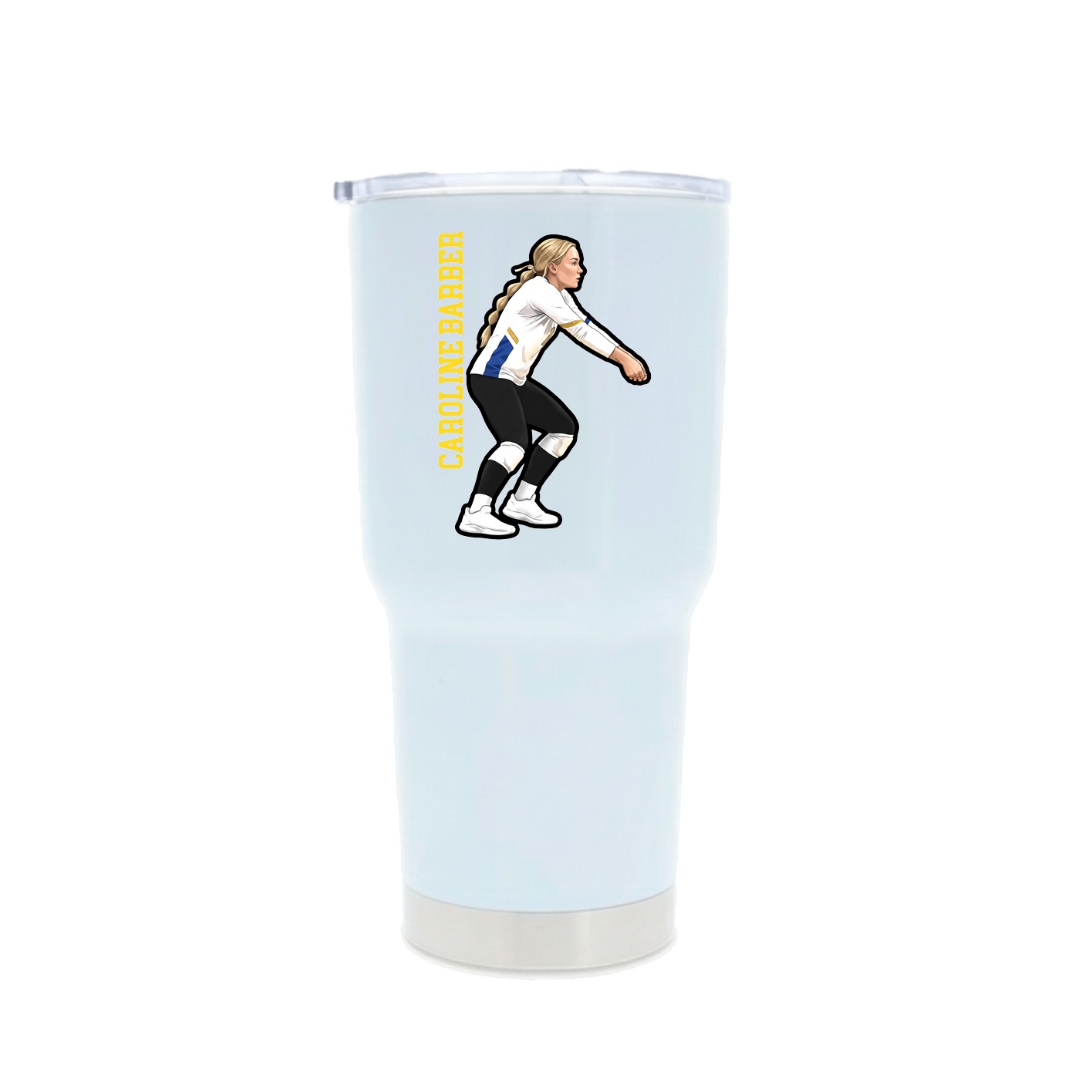 30oz Stainless Steel Tumbler — Name Vertical in White